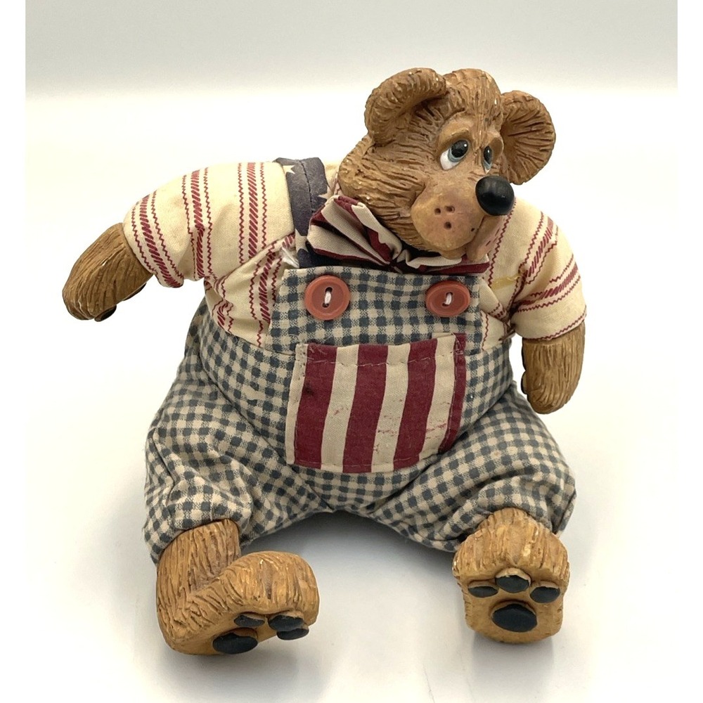 Vtg Russ Berrie Yankee Doodle Bear #2186 Shelf Sitter American Flag Patriotic